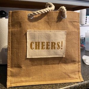 Cheers Six slot burlap wine bag